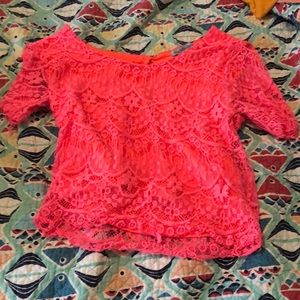 Charlotte Russe Hot Pink Lace Crop Top